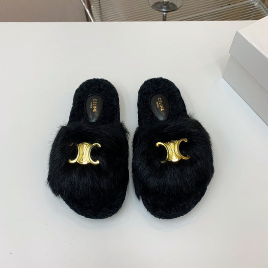 Celine 26s Sandals In Black Wool