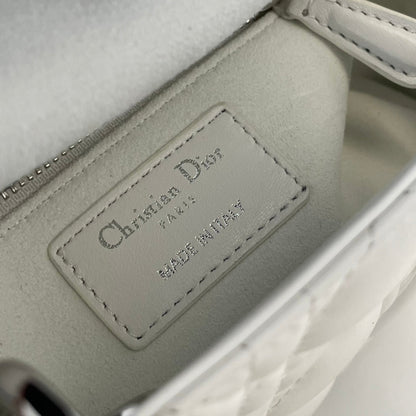 Dior 2026 Lady Bag 17cm White Lambskin With Silver Hardware