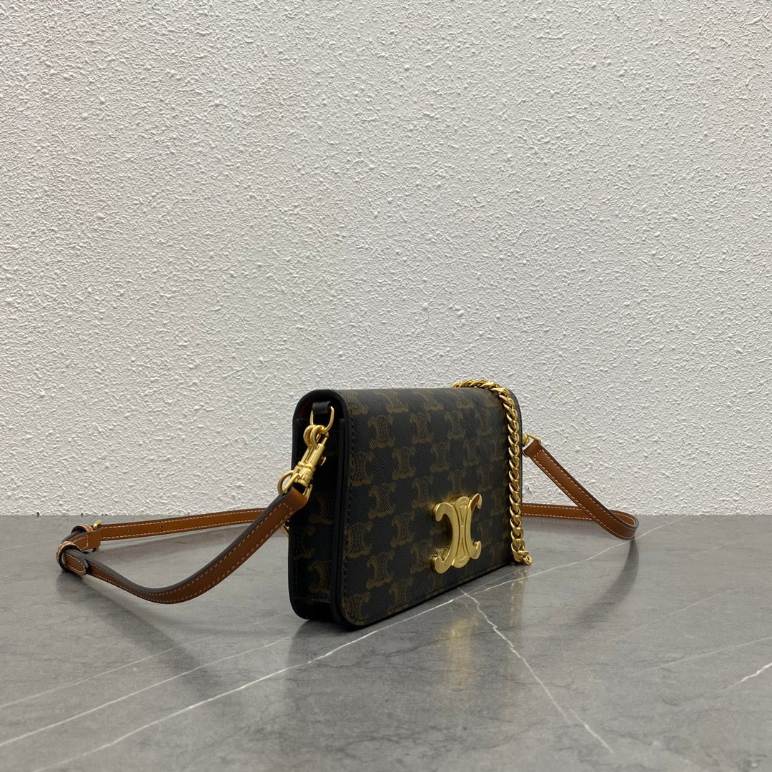 Celine Multipochette Triomphe Black Brown Canvas & Calfskin