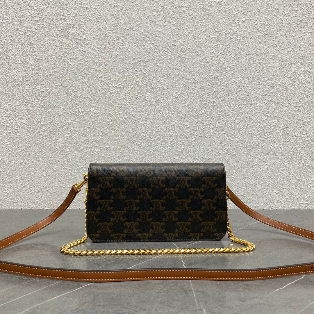 Celine Multipochette Triomphe Black Brown Canvas & Calfskin