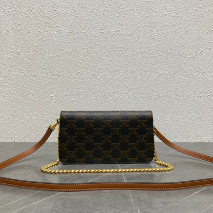 Celine Multipochette Triomphe Black Brown Canvas & Calfskin
