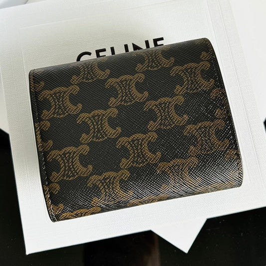TRIOMPHE 10 CALFSKIN WALLET BLACK BROWN