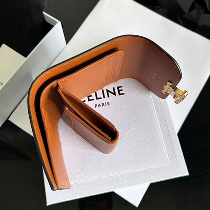TRIOMPHE 10 CALFSKIN WALLET BLACK BROWN