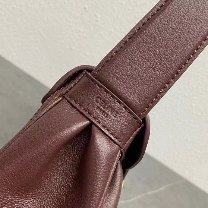 Celine Polly Bag 33cm Burgundy Calfskin GHW