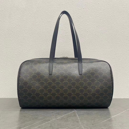 Celine Duffle Bag Bag Triomphe Black Beige Canvas & Calfskin