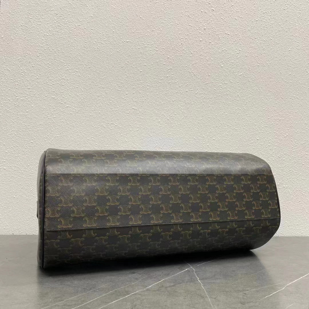 Celine Duffle Bag Bag Triomphe Black Beige Canvas & Calfskin