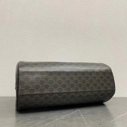 Celine Duffle Bag Bag Triomphe Black Beige Canvas & Calfskin
