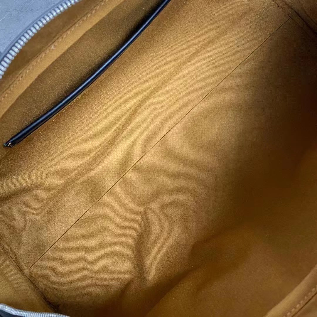 Celine Duffle Bag Bag Triomphe Black Beige Canvas & Calfskin