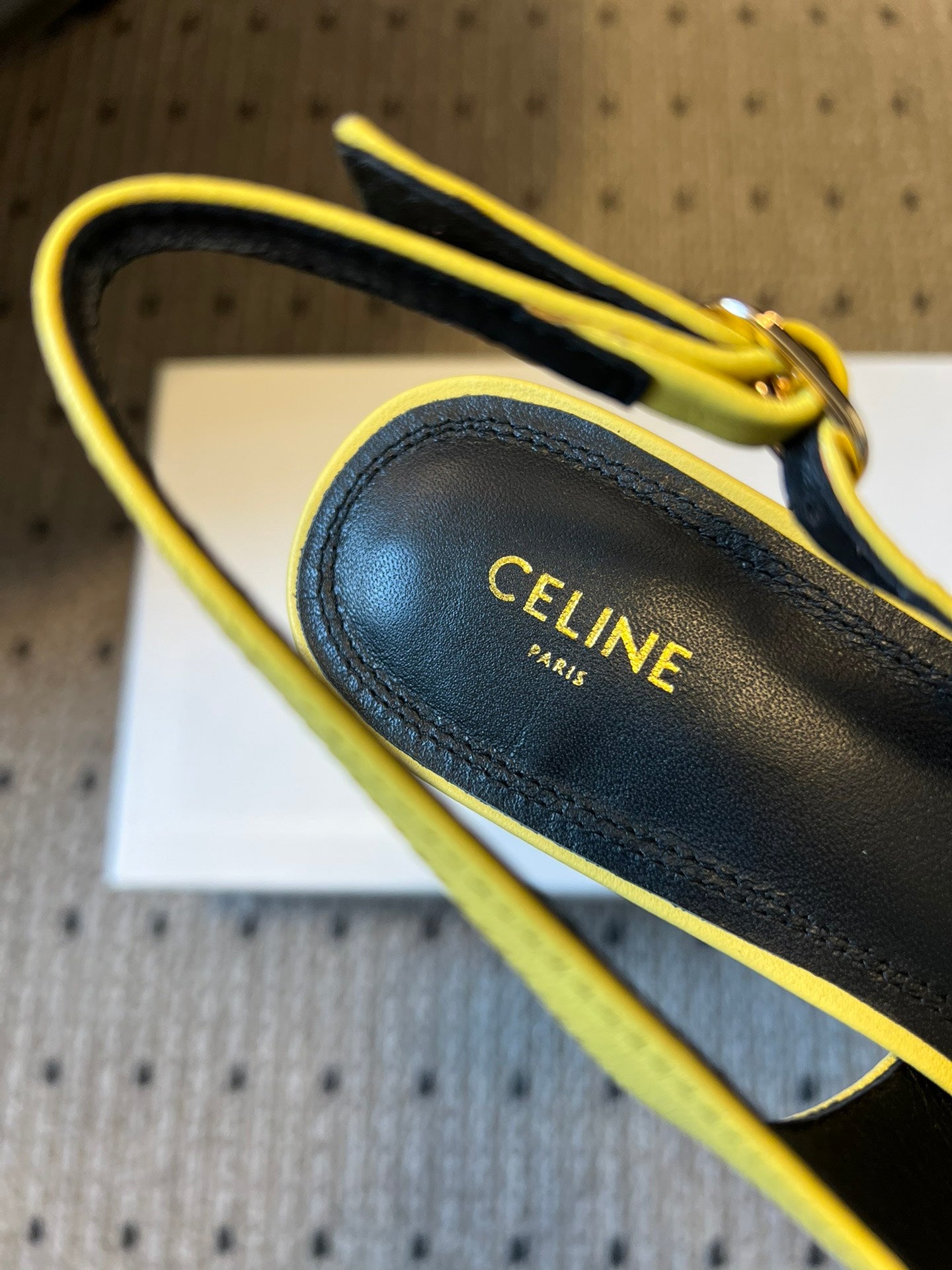 Celine Signature Slingback 5cm Yellow Lambskin 619639