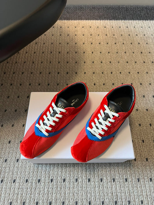 Celine 26s Sneakers In Red Velvet