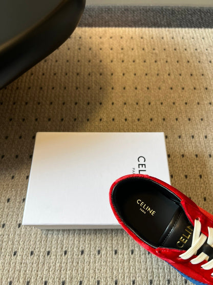 Celine 26s Sneakers In Red Velvet
