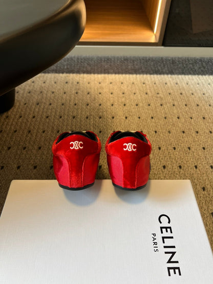 Celine 26s Sneakers In Red Velvet