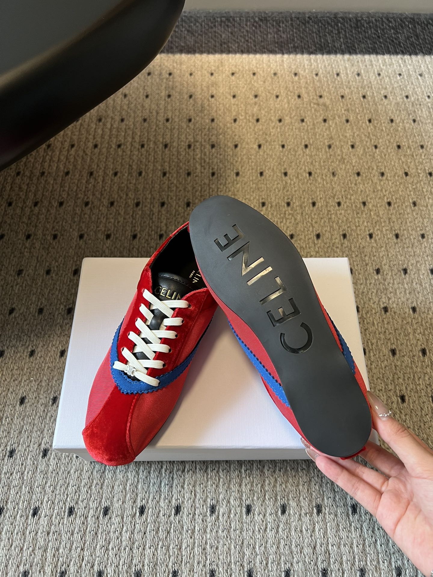 Celine 26s Sneakers In Red Velvet