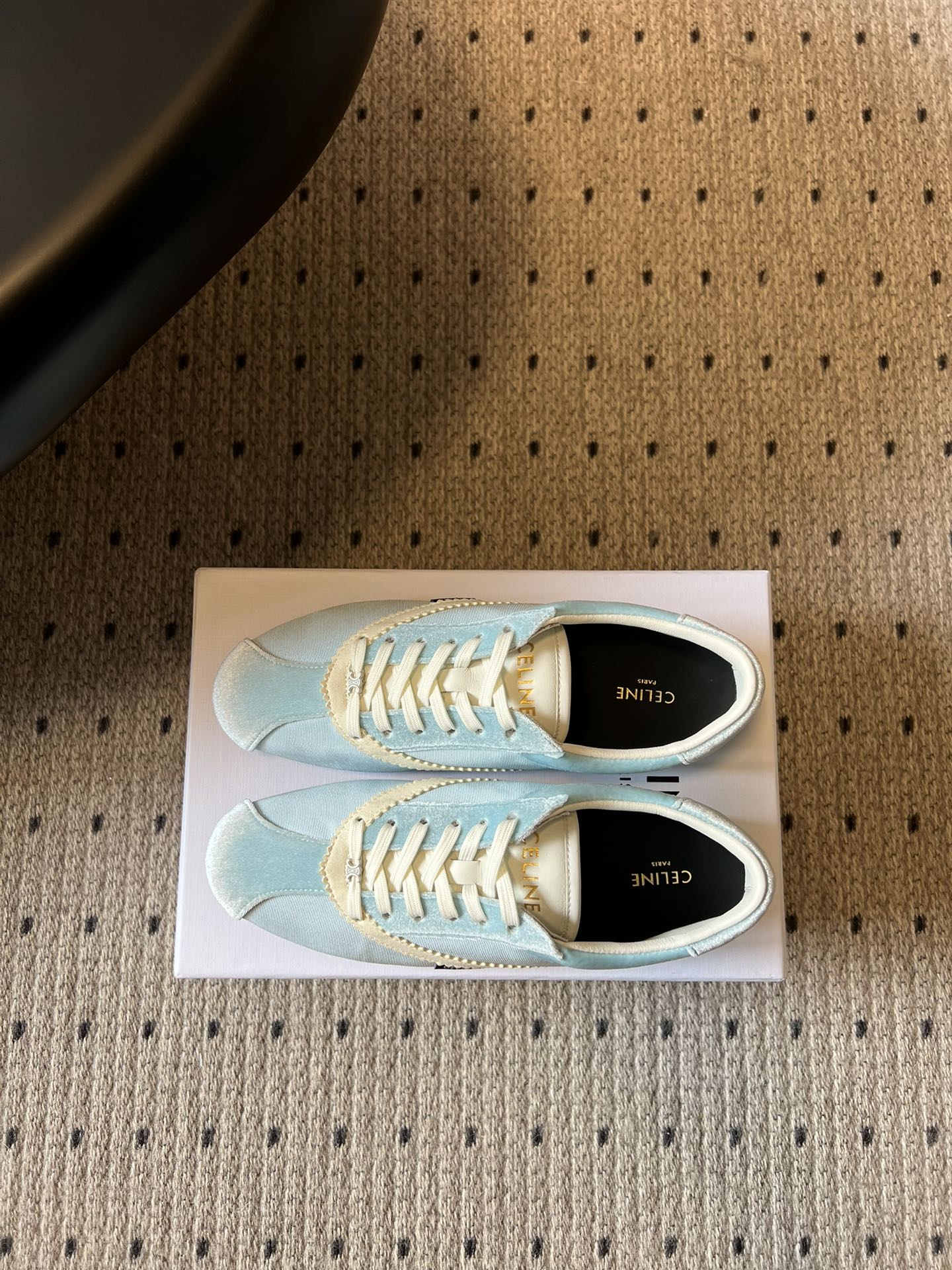 Celine 26s Sneakers In Pastel Blue Velvet