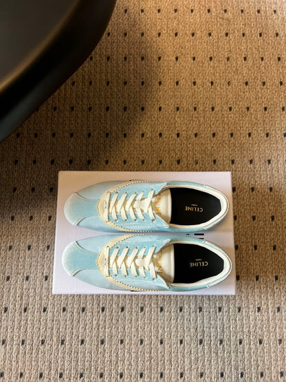 Celine 26s Sneakers In Pastel Blue Velvet