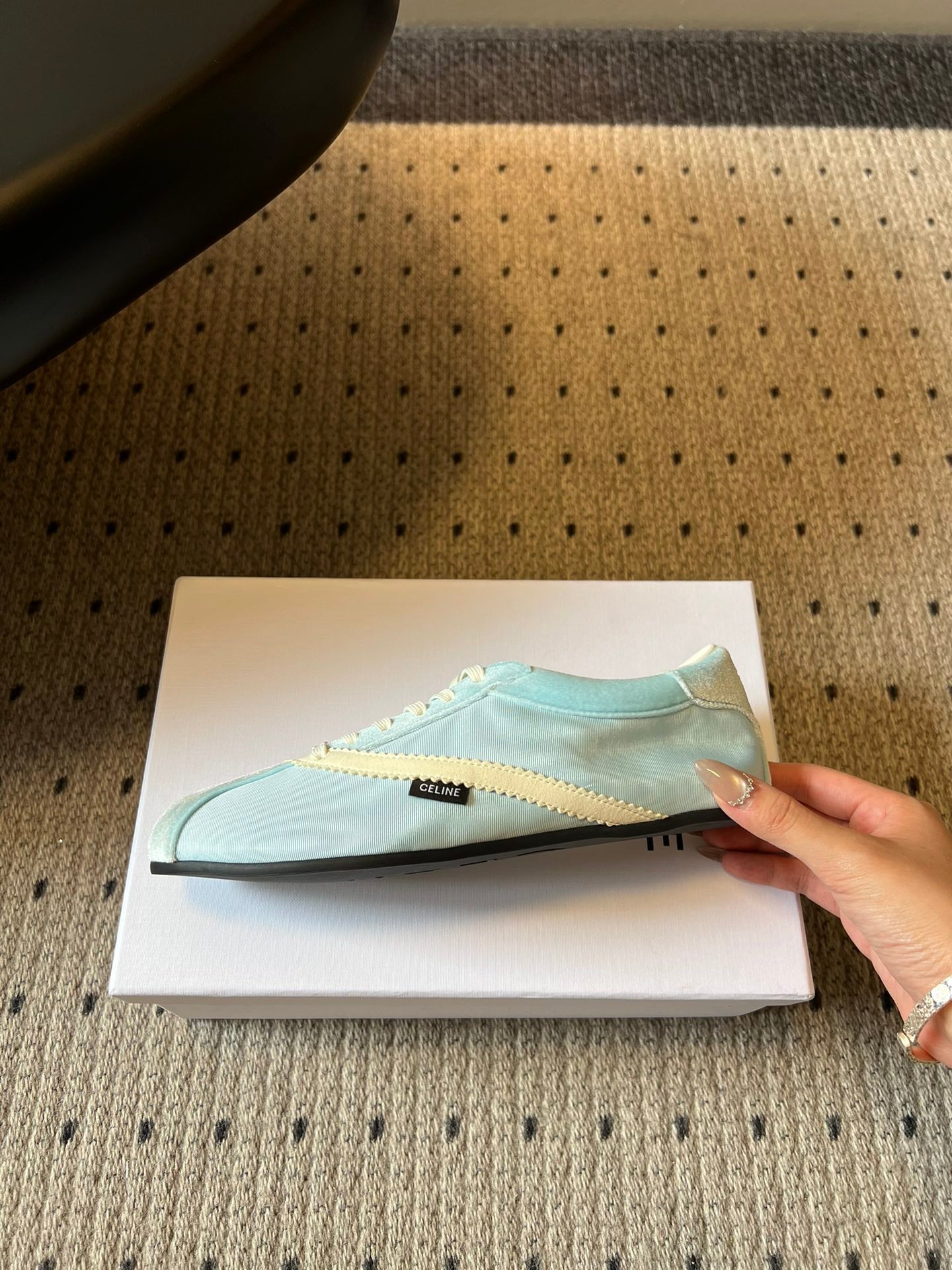 Celine 26s Sneakers In Pastel Blue Velvet