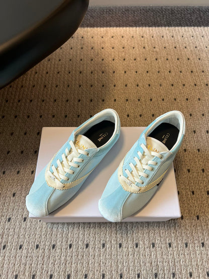 Celine 26s Sneakers In Pastel Blue Velvet