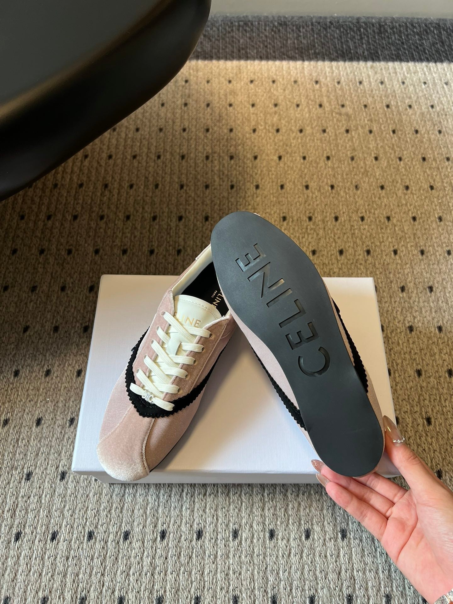 Celine 26s Sneakers In Light Pink Velvet