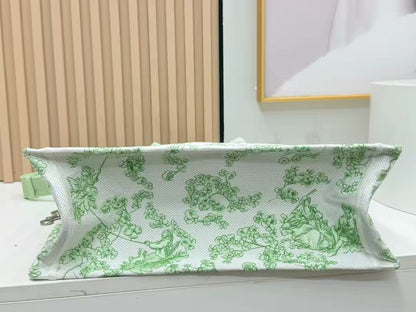 Dior 2026 Book Tote 41cm with Strap Green White Canvas