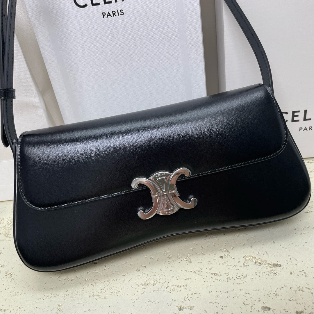 Celine LOLA 28cm Medium Black Glossy Calfskin