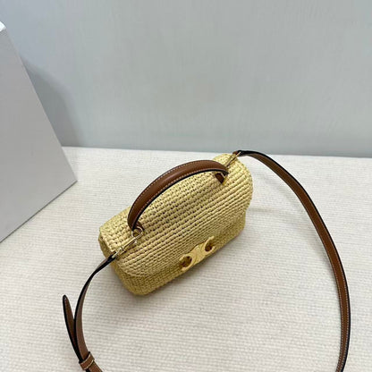 Celine Teen Nino Bag 20 Beige Brown Raffia Leather