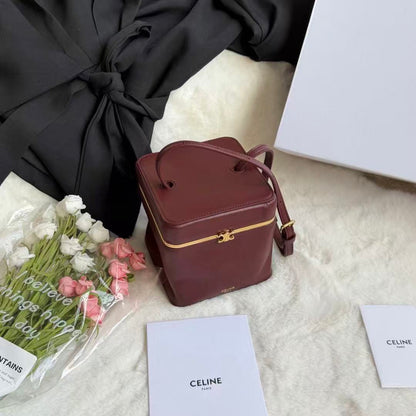 Celine Cube In Burgundy Supple Calfskin