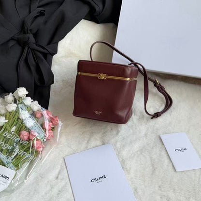 Celine Cube In Burgundy Supple Calfskin