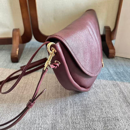 Celine Little Halfmoon Soft Triomphe Bag Burgundy Lambskin