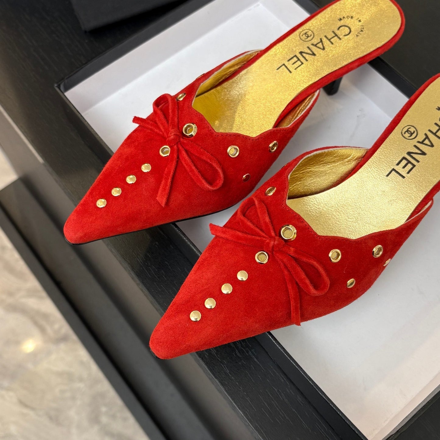 CC 2026 High Heeled Mule 65 Gold Suede Sheepskin 700582
