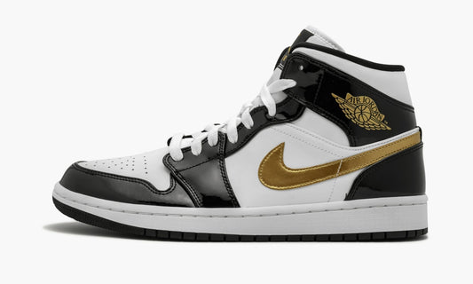 Air Jordan 1 Mid SE Black Gold Patent Leather Sneakers - Game Changer