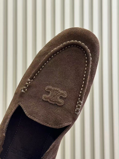 Celine Adam Loafers Dark Brown Suede