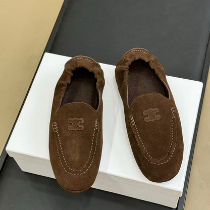 Celine Adam Loafers Dark Brown Suede