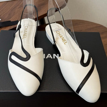 Chanel 2026 Open Back Flat Sandals Leather Sheepskin 833990