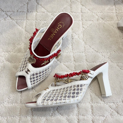 Chanel 2026 Open-toe Mule 75mm Mesh Sheepskin 808075