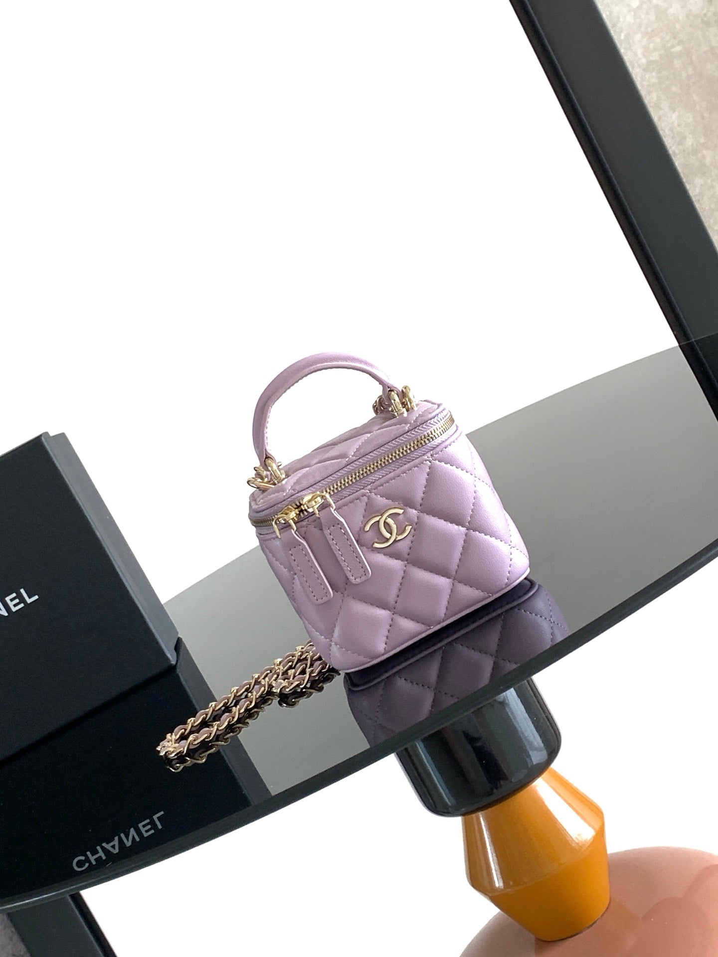 Chanel 2026 Chain Handle Makeup Bag 11cm Lambskin