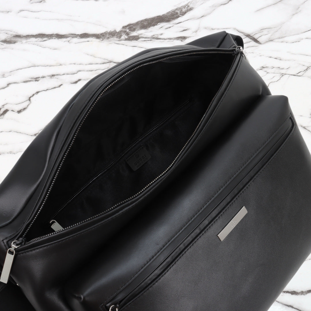 Gucci 2026 Tag Large Crossbody Bag Black Calfskin