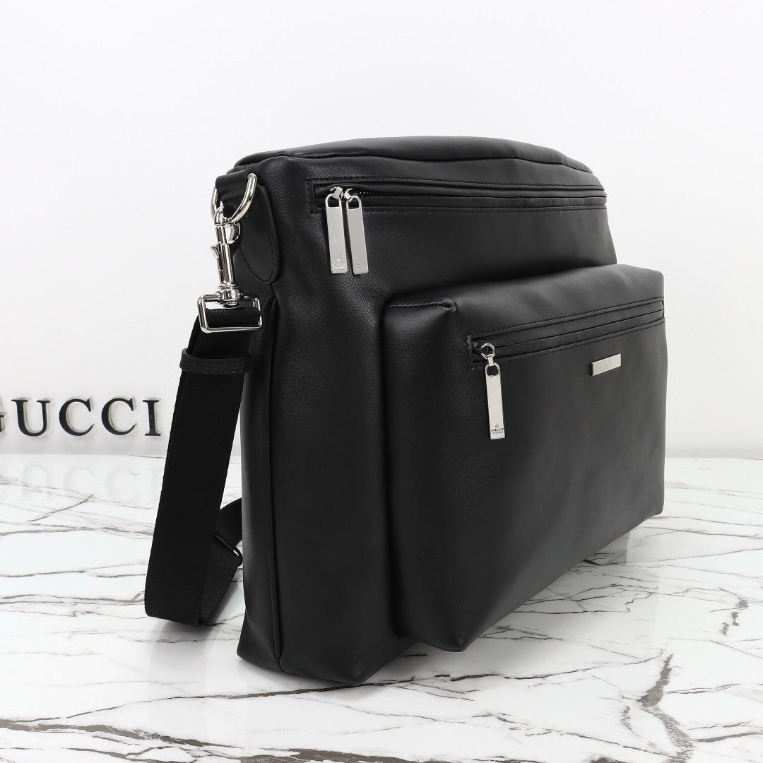 Gucci 2026 Tag Large Crossbody Bag Black Calfskin
