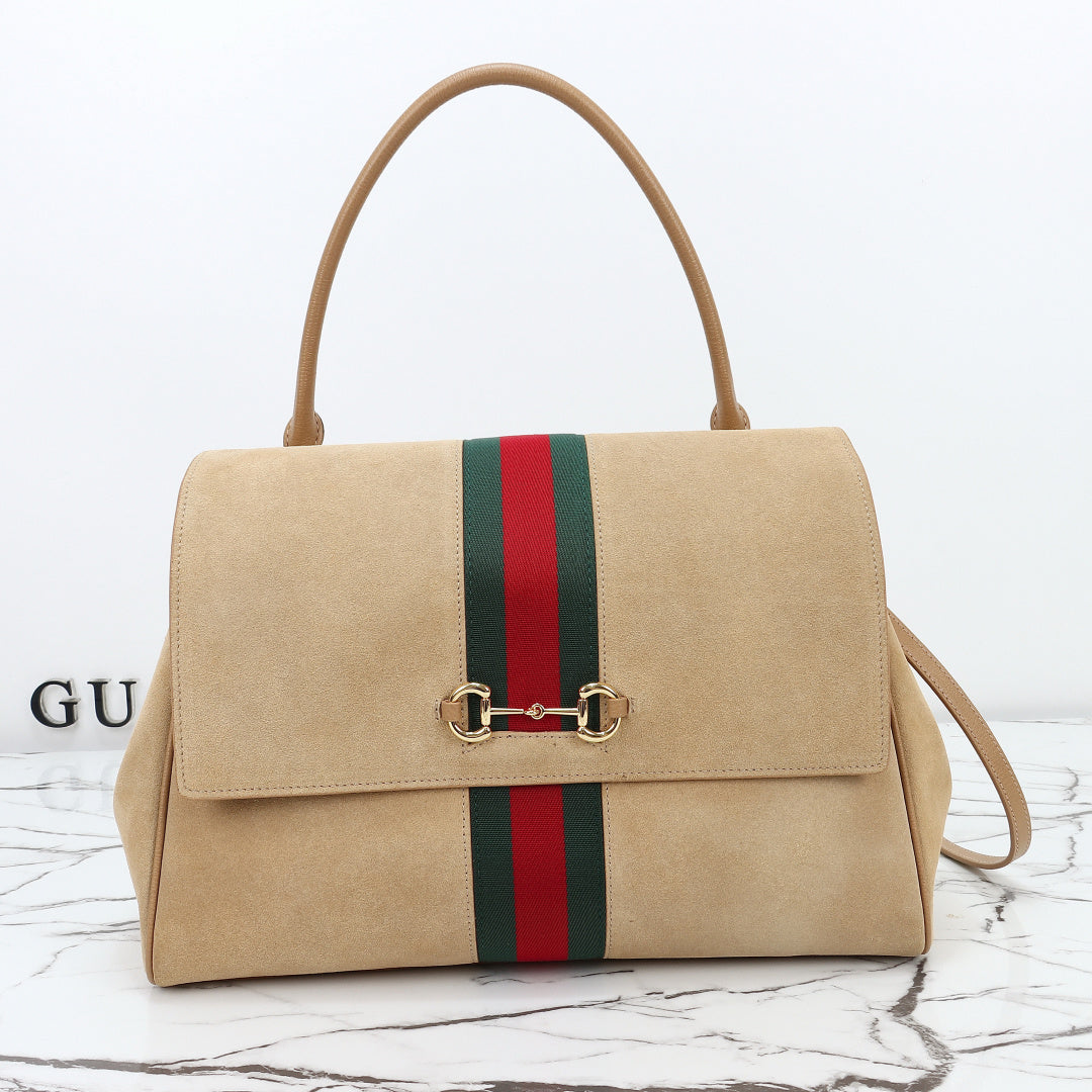 Gucci 2026 Paparazzo Shoulder Bag 37cm Beige Red Green Leather