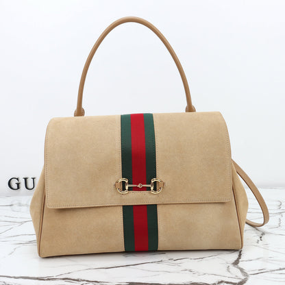 Gucci 2026 Paparazzo Shoulder Bag 37cm Beige Red Green Leather