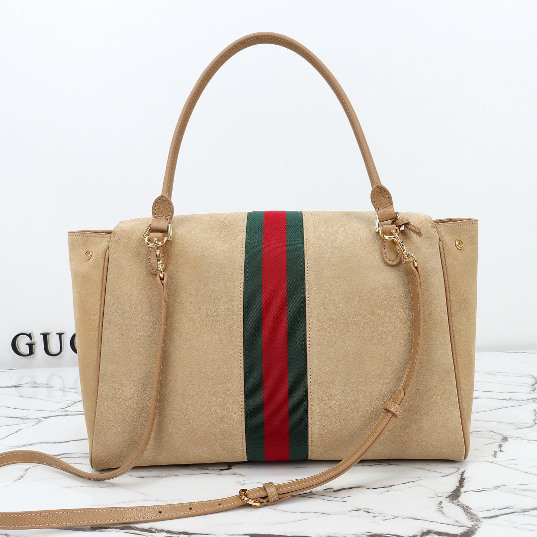 Gucci 2026 Paparazzo Shoulder Bag 37cm Beige Red Green Leather