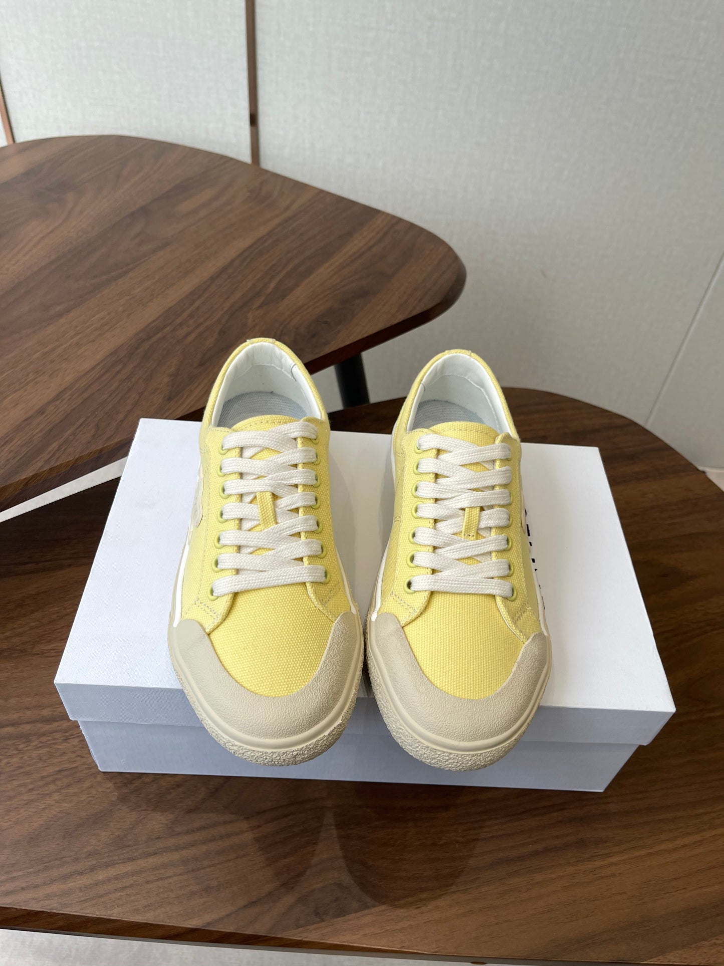 Celine Alan Sneakers Light Yellow Canvas Rubber 790668