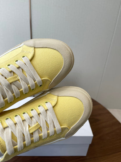 Celine Alan Sneakers Light Yellow Canvas Rubber 790668