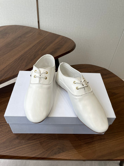Celine Ballet Lace-Up Shoe White Lambskin 790670