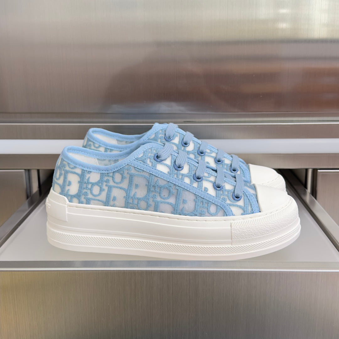 Dior 2026 Walk'n'Dior Platform Sneaker White Blue Fabric Sheepskin 713664
