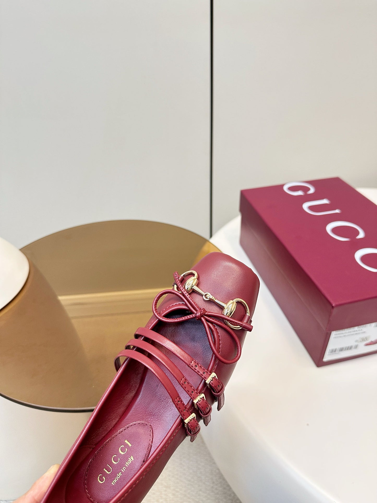 GG 26SS Ballet Flats Burgundy Sheepskin 645706