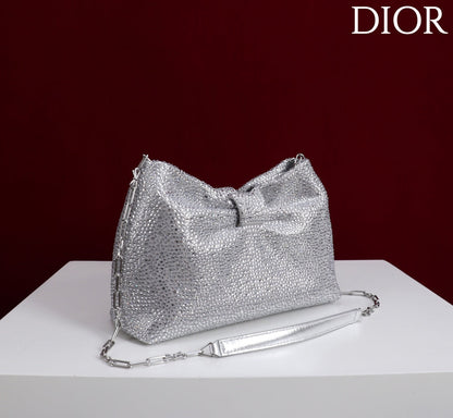 Dior 2026 Strass Embellished Bow Bag Leather 160744