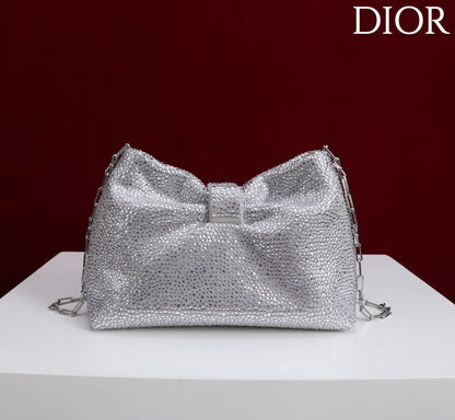 Dior 2026 Strass Embellished Bow Bag Leather 160744