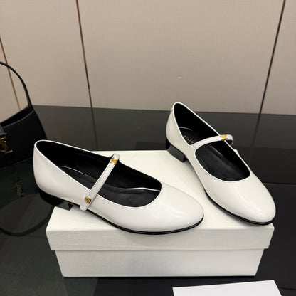 Celine City Mary-Jane White Lambskin 725640
