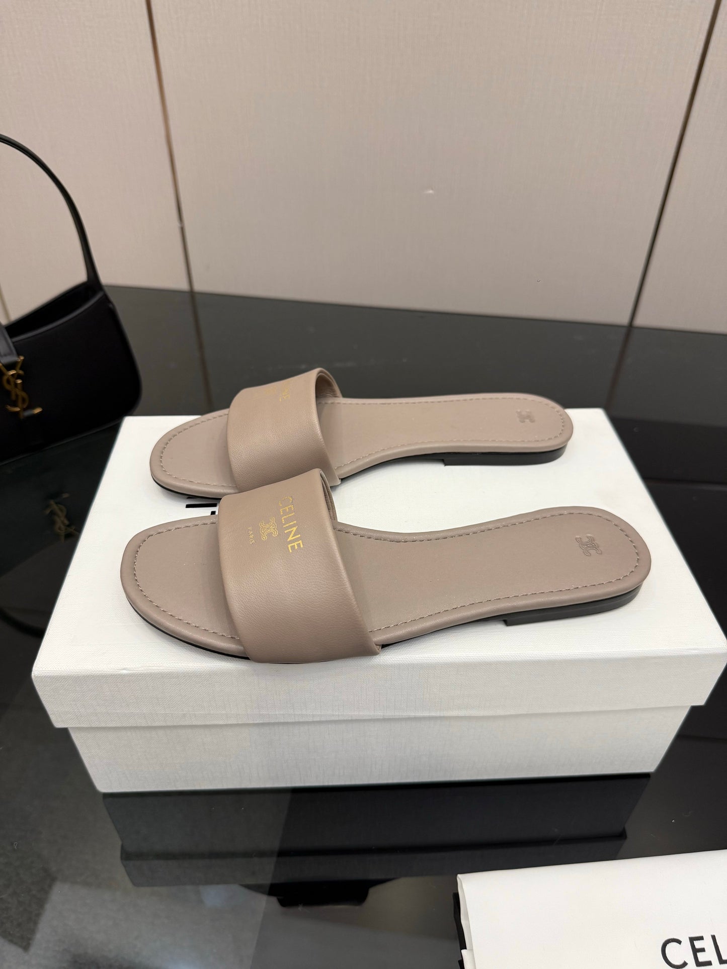 Celine Coast Mule Taupe Calfskin 725655