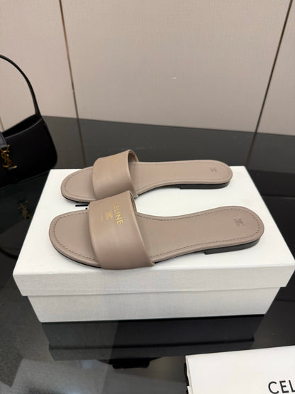 Celine Coast Mule Taupe Calfskin 725655
